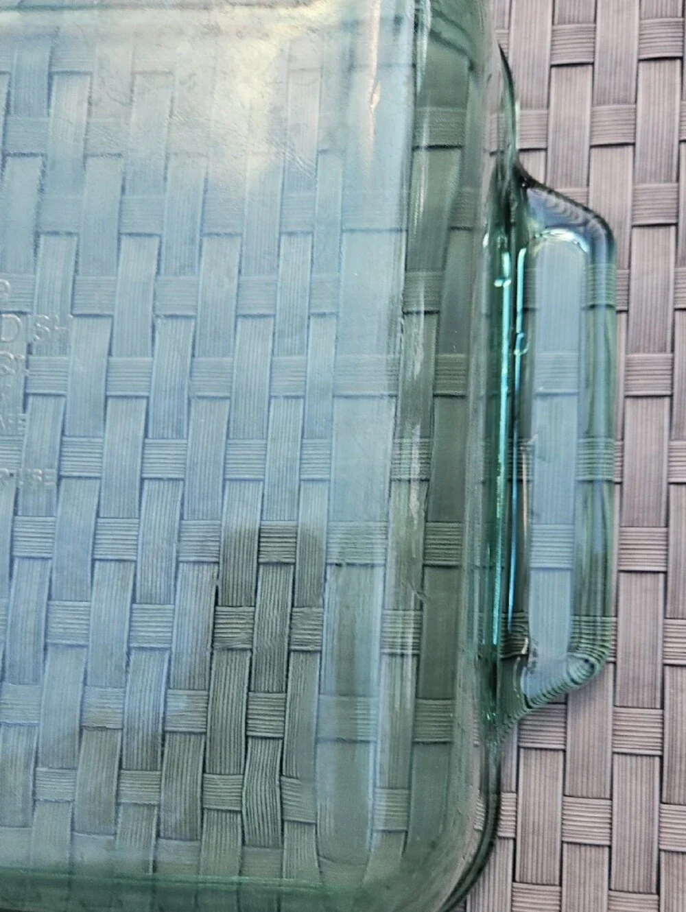 Vintage Anchor Hocking #1035 Green Glass Square 8